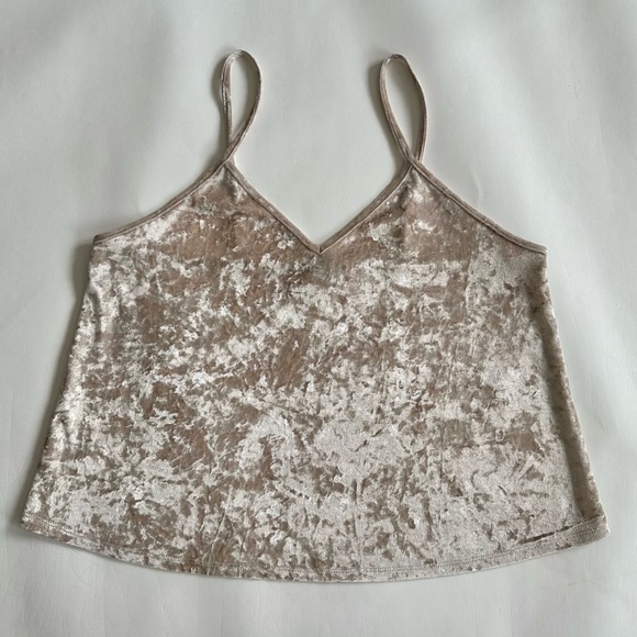 Velour Velvet Cropped Tank Top - Picture 1 of 3